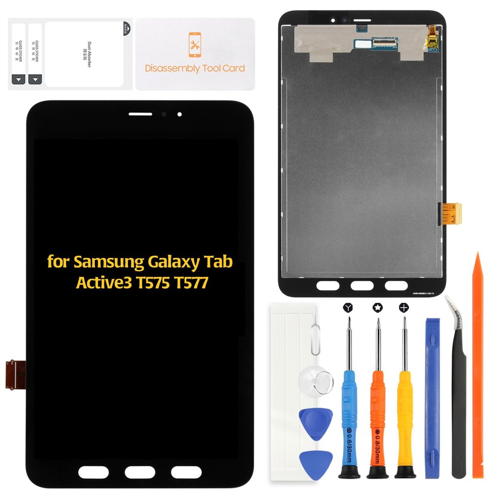 A-MIND Original OEM for Samsung Galaxy Tab Active 3 T575 T577 (Not fit for SM-T570) LCD Display Screen Replacement 8.0" 2020 Screen Digitizer Assembly Repair Kit with Tools(Black)