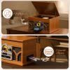 10-in-1 Record Player with Built-in Speakers Wireless Playback, CD & Cassette Player, USB Player, AM/FM Radio, 3 Speeds Turntable Vinyl Record Player Mahogany view 4