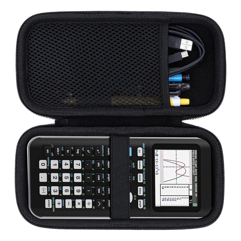 Carrying Case for TI 84 Plus CE, TI 84 Plus, TI Nspire CX II CAS, TI Nspire CX II Color Graphing Calculator, Extra Pocket for USB Cables, Manual, Pencil, Ruler