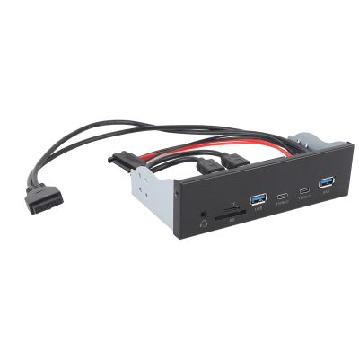 19PIN Floppy Panel Motherboard Cable Hub, USB3.2 GEN1 6 Ports GEN2 X 2 Support 2 USB3.2 2 Type C 2 Memory Card Port 1 Microphone Input Front Panel Drive Extension Panel