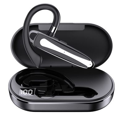 Business Headsets Bluetooth Headphones IPX7 Waterproof Wireless Earpiece,CVC8.0 Noise Cancelling 12 Hours Talktime with HD digital display, built-in Microphone for Driving Office Business, black+white