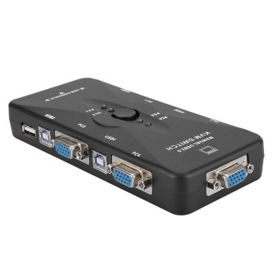 4 Port USB KVM Switch with Computer Monitor Cable, VGA SVGA Connectivity for Multiple Monitors,Compact Desktop Switching Solution