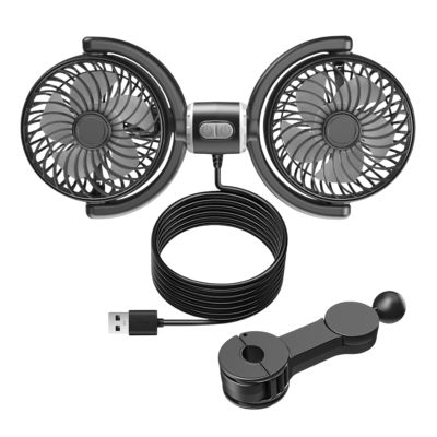 Backseat Car Fan | Portable Double Head USB Cooling Fan with 360 Degree Rotation for Travel