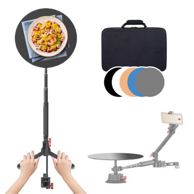 Professional Spinning Camera Rig, 360 Degree Rotating Phone/Camera Slider for Product Photography, with 43.3in/110cm Extension Poles & Suction Cup Base & 30cm Reflective Background Boards