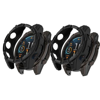 2 Pack Cases for Garmin Tactix 8 AMOLED Protective Cover, Flexible TPU Screen Protector Case Scratch-Resistant Cover Protective Case (Black/black, Garmin Tactix 8 AMOLED 47mm)