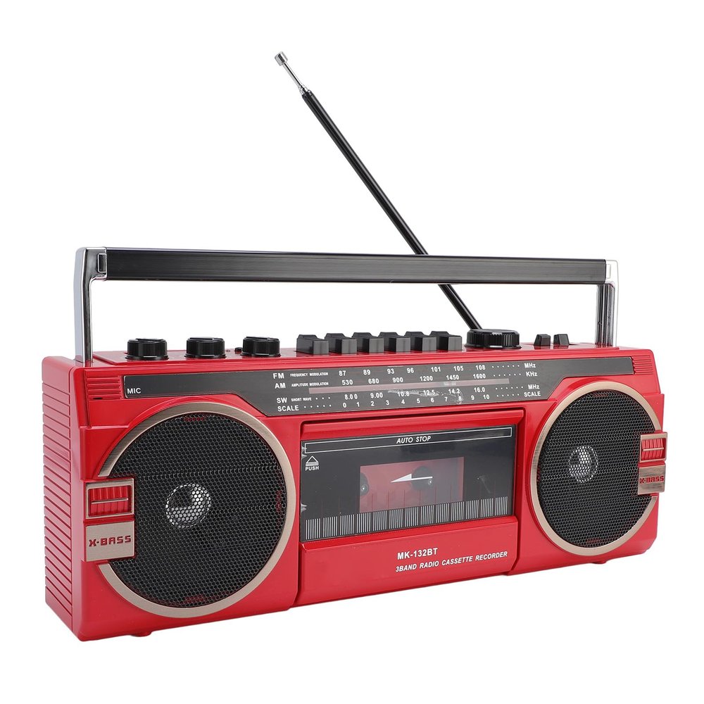 Portable Cassette Tape Player Recorder, AM FM SW Radio with Bluetooth, USB to MP3 Converter, 3.5mm Earphone Jack, Retro Cassette Player Recorder (US Plug)