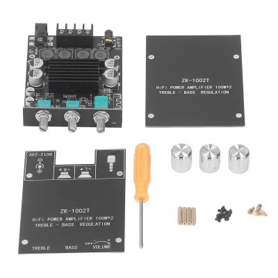 100W 5.0 Two Channels Stereo Audio Receiver Board, Treble and Bass Control Knobs, DC1224V Amplifier Module for Home Theater Sound System