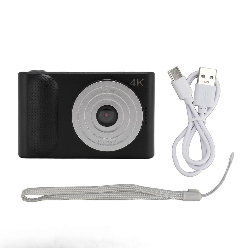 4K Digital Camera 48MP HD 16X Digital Zoom Autofocus Portable Pocket Micro SLR Camera with 2.4 Inch TFT Screen for Travel Photography Vlogging Digital Camera White (Black)