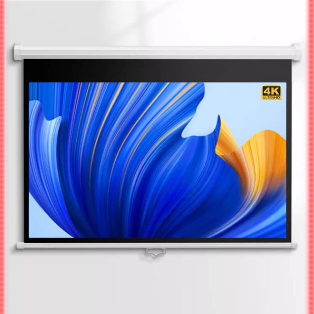 BEWEGNLNHK Retractable Auto-Locking Projection Screen, Manual Pull Down Projector Screen, 60" 72" Movie Screen for Home Cinema, Wall Ceiling Mount(72Inch 4:3)