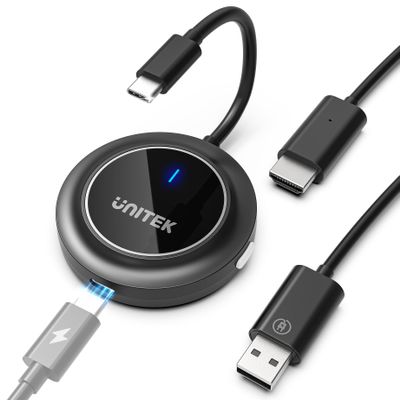 Unitek Wireless HDMI Display Dongle Adapter with PD3.0 100W Charging Port- Portable USB C Wireless Mirroring Transmitter Stream Video to Monitor Projector for TV Phone Laptop iOS Android Windows