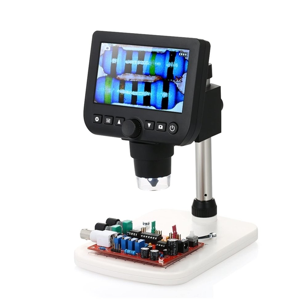 Lab Microscope Accessories 600X USB Digital Microscope with 4.3 Inch LCD Display Video Card Scale Stand HD 1080P Electronics Camera for Windows