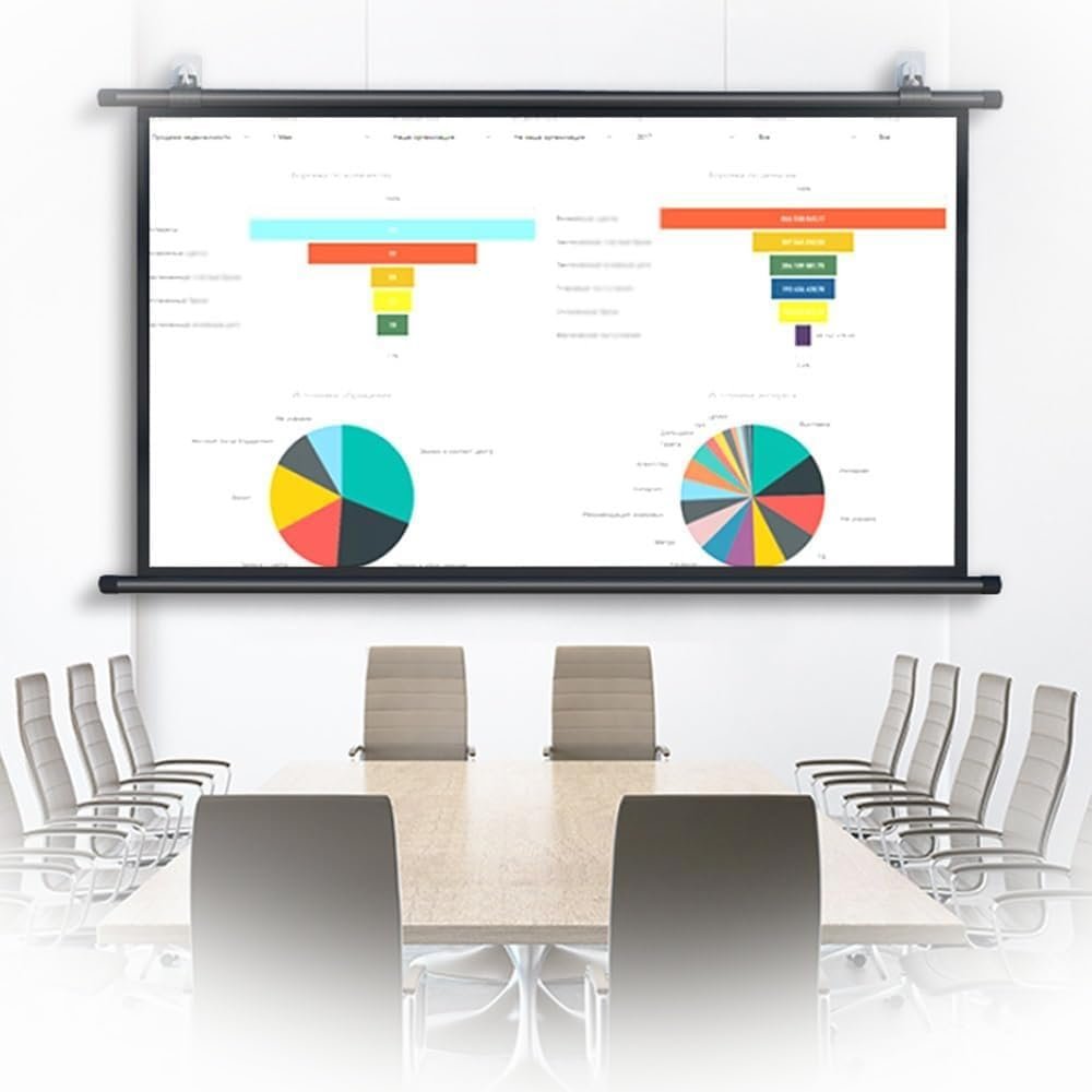 BEWEGNLNHK Wall-Mounted Projector Screen for Conference, 30" 40" 50" 60" 72" Movies Screen, Manual Pull Down Projection Screen Wall Ceiling Mount, Wrinkle-Free(50Inch 4:3)