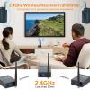 1Mii 3-in-1 2.4Ghz Wireless Audio Transmitter Receiver (1 TX+2 RX) for 2 Subwoofer/Active Speaker/Power Amplifier, 20ms Low Latency, 320ft Range, Optical/Coaxial/3.5mm(RCA) Audio Input/Output view 2