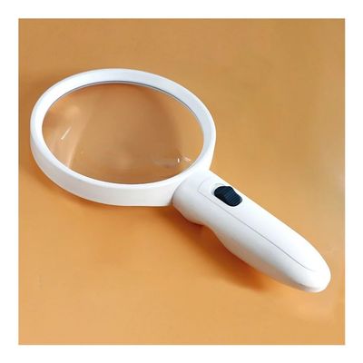 Lab Microscope Accessories 82/100/128mm Large Handheld Illuminating Newspaper Reading Magnifying Glass with LED Lighted Magnifier Hand Loupe(82mm 2X 6X)