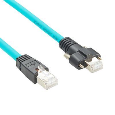 RJ45 Male to Male With Srew Lock Cat6A Industrial Ethernet GigE Vision Cable High Flex S/FTP Shielded for Machine Vision Industrial Camera Infrared Imaging Frame Grabber (180 Degree, 5M/16.4FT)