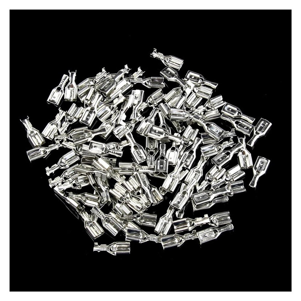 100Pcs/lot 6.3mm Female and Male Crimp Terminal Connector Gold Brass/Silver Car Speaker Wire Connectors Set(Brown)