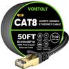 Cat 8 Ethernet Cable 50 FT Flat, High Speed 40Gbps 2000Mhz Braided Internet Cable with Gold Plated RJ45 Network LAN Cable SSTP, Heavy Duty Ethernet Cord Compatible for PS4/5, for Modems, PC/Laptop view 1