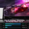 Cat 8 Ethernet Cable 50 FT Flat, High Speed 40Gbps 2000Mhz Braided Internet Cable with Gold Plated RJ45 Network LAN Cable SSTP, Heavy Duty Ethernet Cord Compatible for PS4/5, for Modems, PC/Laptop view 2