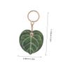 DEARMAMY Leaf Shaped Keychain Holder for Apple Kawaii PU Protective Case with Key Ring Leaf Design Accessory for Item Finders and Key Management view 2