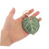 DEARMAMY Leaf Shaped Keychain Holder for Apple Kawaii PU Protective Case with Key Ring Leaf Design Accessory for Item Finders and Key Management view 3