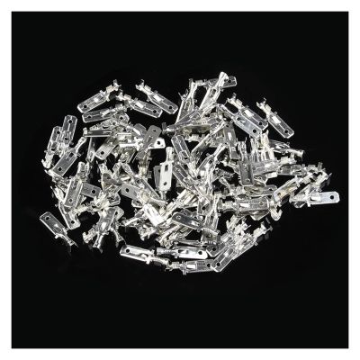 100Pcs/lot 6.3mm Female and Male Crimp Terminal Connector Gold Brass/Silver Car Speaker Wire Connectors Set(Red)