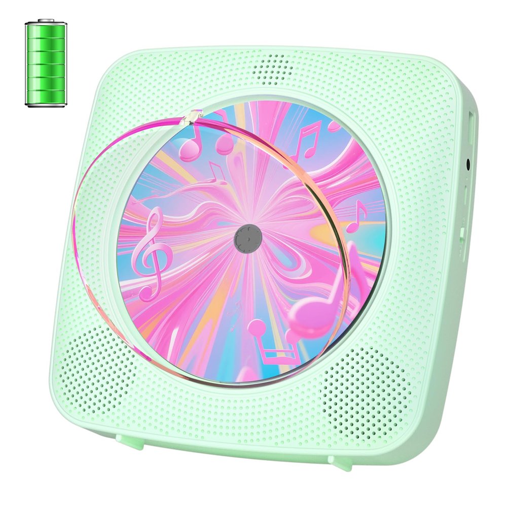 CD Player Portable Bluetooth Rechargeable: CD Players for Home Kegaudio 1800mAh Desktop Wall CD Player with Speakers with Dust Cover FM Radio USB Remote Control