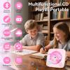 CD Player with Speakers CD Players for Home: Desktop Wall CD Player Bluetooth Portable Kegaudio with Dust Cover LCD Screen Display FM Radio USB AUX Jack Remote Control Black (Pink) view 2