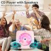 CD Player with Speakers CD Players for Home: Desktop Wall CD Player Bluetooth Portable Kegaudio with Dust Cover LCD Screen Display FM Radio USB AUX Jack Remote Control Black (Pink) view 4