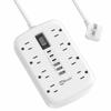 2 Prong Power Strip, 3 to 2 Prong Outlet Adapter, 1700J 2 Prong Surge Protector 5ft Extension Cord with Thin Flat Polarized Plug, 8 AC & 6 USB, Wall Mount for Non-Grounded Outlet, Ideal for Old House view 1