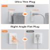 2 Prong Power Strip, 3 to 2 Prong Outlet Adapter, 1700J 2 Prong Surge Protector 5ft Extension Cord with Thin Flat Polarized Plug, 8 AC & 6 USB, Wall Mount for Non-Grounded Outlet, Ideal for Old House view 3
