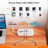 2 Prong Power Strip, 3 to 2 Prong Outlet Adapter, 1700J 2 Prong Surge Protector 5ft Extension Cord with Thin Flat Polarized Plug, 8 AC & 6 USB, Wall Mount for Non-Grounded Outlet, Ideal for Old House view 4