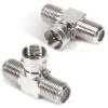 2 Pack Coaxial Cable Splitter, TV Splitter 2 in 1 Out, F Type RG6 Male to Dual F Female, 3 Way Coaxial Cable Connector Adapter, Combiner for Video Cable, TV Antenna SatelliteTuner view 1