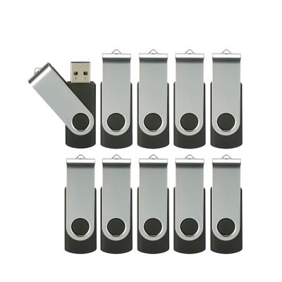 10Pcs 16GB USB Flash Drive Bulk Pack Thumb Drives, Bulk USB 2.0 Flash Drives Swivel Memory Stick 16G Jump Drive Pen Drive Zip Drive for Data Storage Photo Video File Music, Black