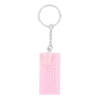 KESYOO Mini Keyboard and Mouse Keychain in Zinc Alloy Resin Pink