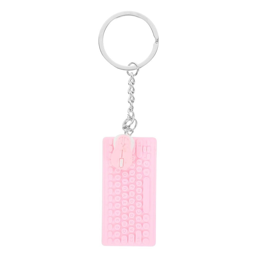 KESYOO Mini Keyboard and Mouse Keychain in Zinc Alloy Resin Pink