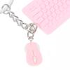 KESYOO Mini Keyboard and Mouse Keychain in Zinc Alloy Resin Pink view 2