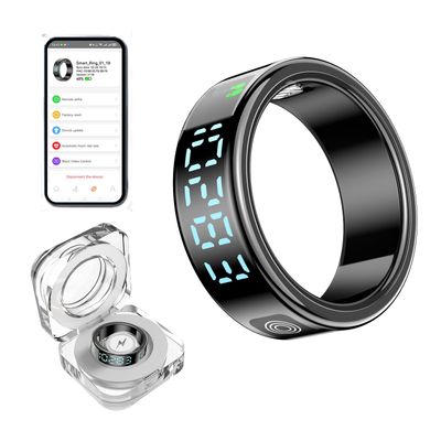 Smart Ring Fitness Tracker - Heart Rate & Blood Oxygen Monitor, Sleep & Activity Tracking, Gesture Control, IP68 Waterproof, Rechargeable Charging Case, No Subscription, for iOS & Android(Black 11)