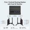 PULWTOP USB C Laptop Docking Station Dual Monitor, 11 in 1 Vertical Dock with 2 HDMI 4K, 3 USB A/C 10Gbps, 2USB-A 5Gbps, USB A 2.0, Ethernet, Docking Station Stand for Type-C Laptops - Black view 2