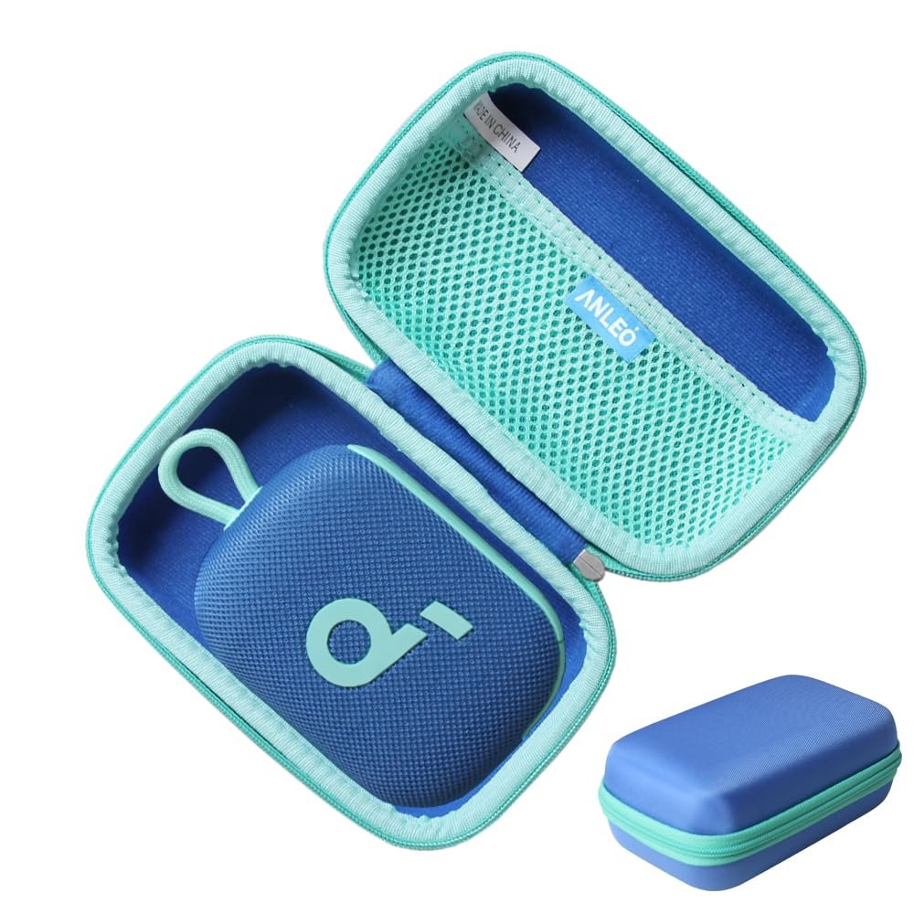 Anleo Hard Travel Case for Soundcore Select 4 Go Bluetooth Shower Speaker (Blue+Green Zipper)