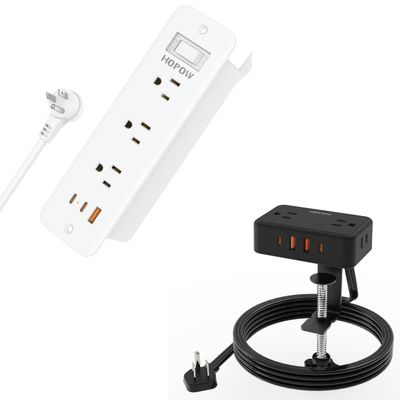 10Ft Desk Clamp Power Strip(1700 Joules), Recessed Power Strip with 6 Outlets 5 USB Ports (3 USB C)