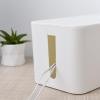 Cable Management Box for Power Strip and Cord Organization, Large Storage Container, Black and White (Black) view 2