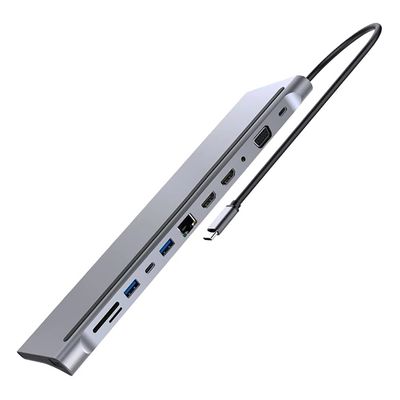 12 in 1 USB C Hub Laptop Docking Station Type-C to Dual HDMI-Compatible/VGA/USB 3.0 Hub/PD/RJ/Micro-SD/TF Card Dock Adapter