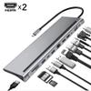 12 in 1 USB C Hub Laptop Docking Station Type-C to Dual HDMI-Compatible/VGA/USB 3.0 Hub/PD/RJ/Micro-SD/TF Card Dock Adapter view 3