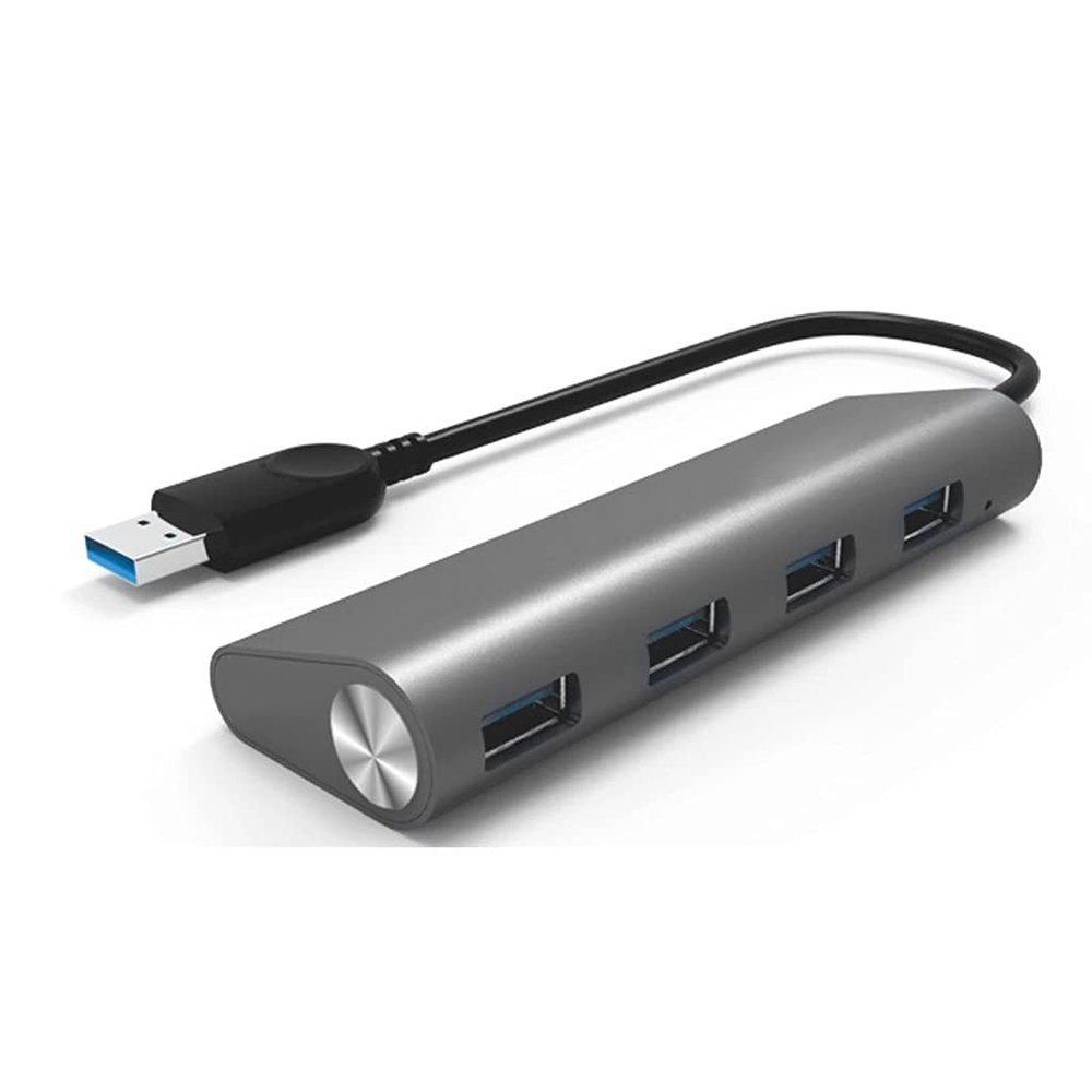 4-Port USB 3.0 Aluminum Alloy Hub Multi-Function High Speed Adapter for Laptop