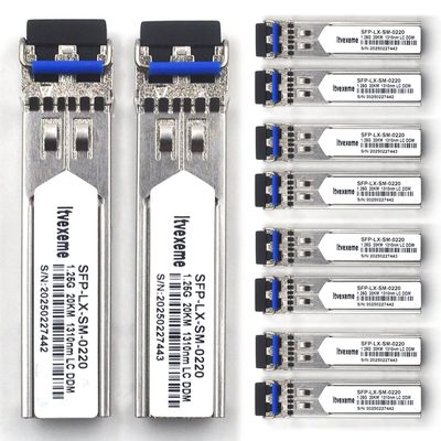 10 Pack 1.25G SFP Network Transceiver Module, 1000Base-LX Single Mode, 1310nm SMF, 20km, for Router, Network Card, Switch, Firewall etc