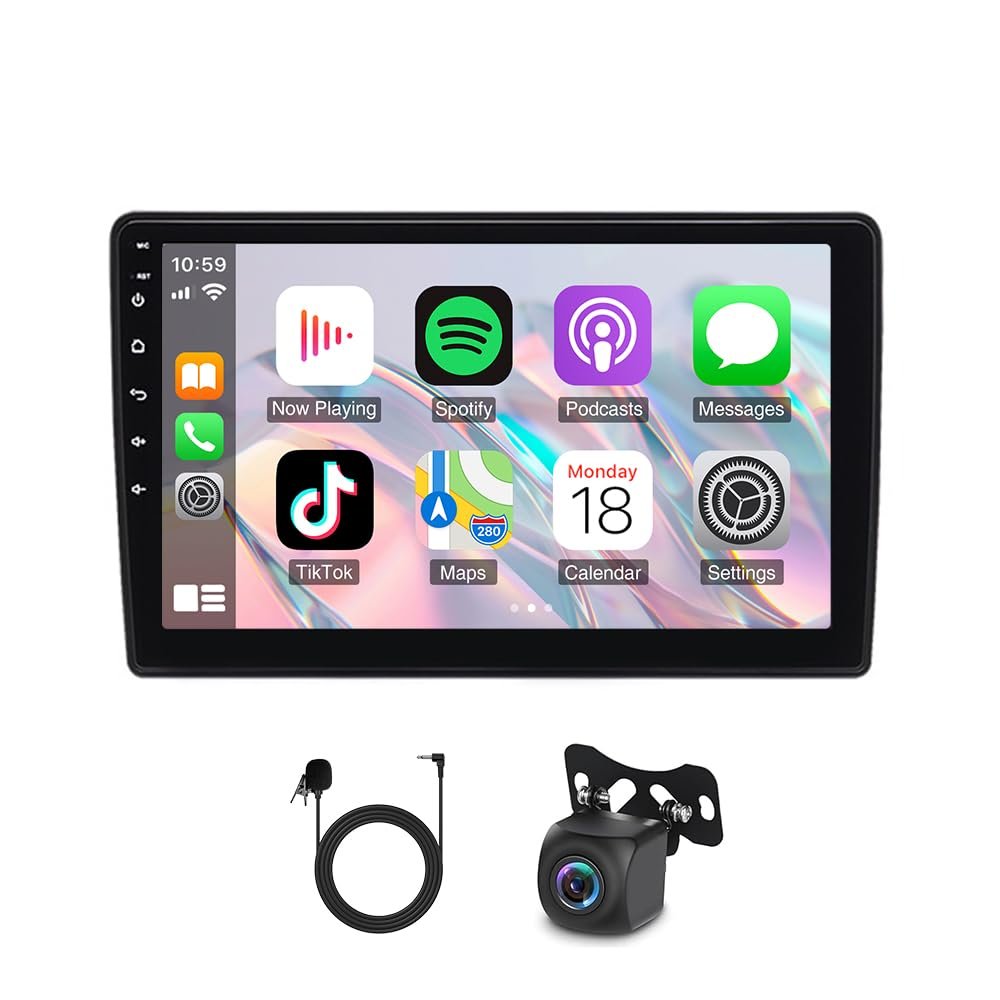 9" Android 14 Car Stereo Radio Compatible for Prado 150 2009-2013 Double Din with Wireless CarPlay & Android Auto Car Radio Audio Receiver with Bluetooth/GPS Navi WiFi+AHD Backup Camera+MIC