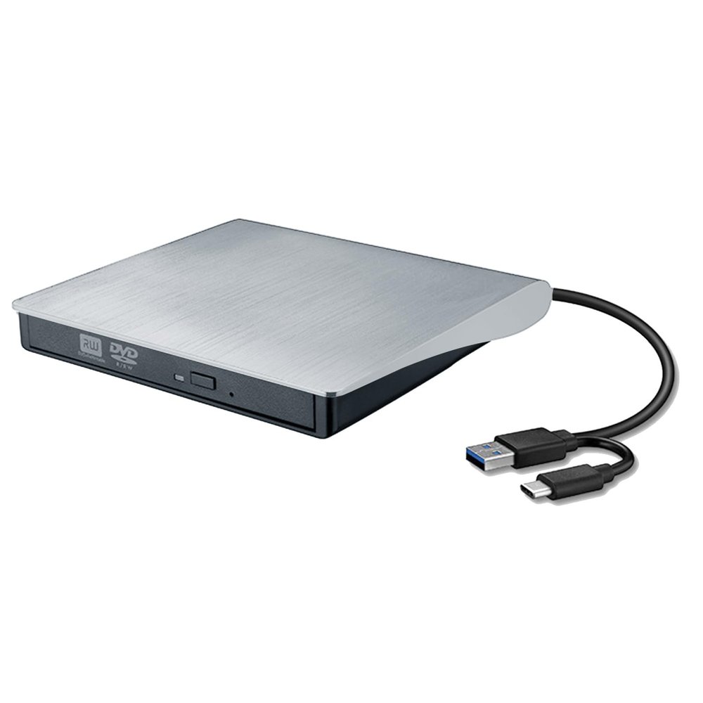 TINGUT Optical Drives Highly Speed Double Interfaces Portable Drives, Player USB3.0 and USB C Interfaces for Laptops