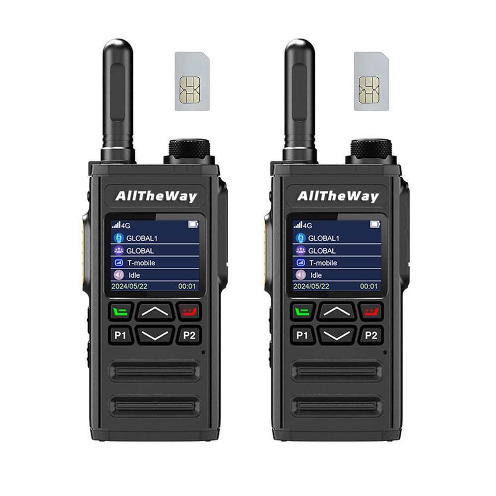 Global Walkie Talkie Unlimited Range Nationwide PTT Radios Long Range 4G& WiFi Supoort Two Way Radio with Flashlight for Logistics, Security Team and Family(2pcswithSIM)