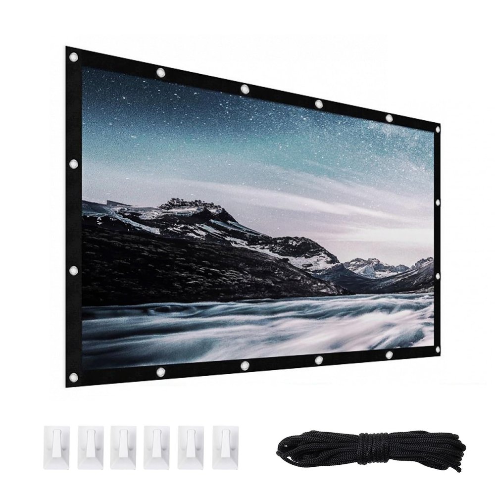 Projector Screen 72-200 Inch, Foldable Portable Movie Projector Screen, Support Double Sided Projection, Anti-Crease Projection Screen for HomeParty, Office, ClassroomOutdoor(White16:9,180inch)