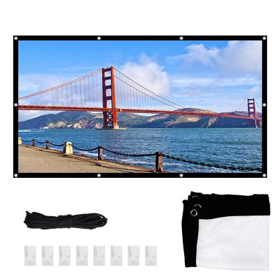 60-200 Inch Projector Screen, Movie Projector Screen, 4:3/16:9 4K Movie Screen, Double Sided Video Projection Screens for Movie Home Theater Cinema Office Video Game, Lightweight Carry & Durable(White